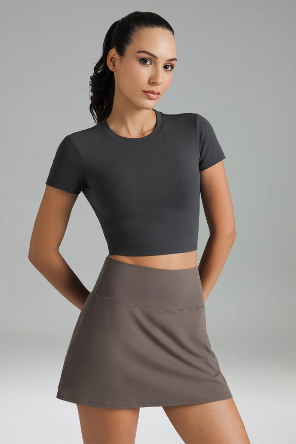 Dreamlux Short Sleeve Cropped Workout Shirt with Crisscross Back - Image 4