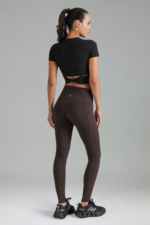 Dreamlux Short Sleeve Cropped Workout Shirt with Crisscross Back - Image 18