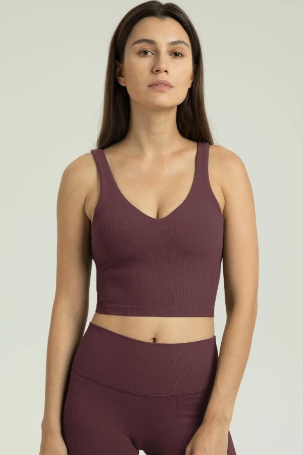 Dreamlux Ribbed V-Neck Cropped Tank - Image 42