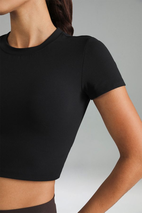 Dreamlux Short Sleeve Cropped Workout Shirt with Crisscross Back - Image 16