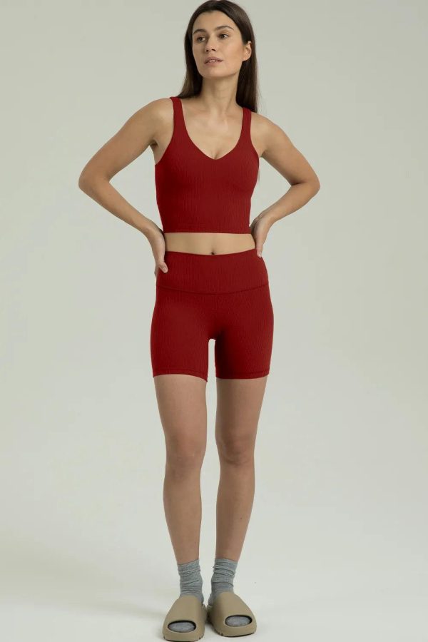 Dreamlux Ribbed V-Neck Cropped Tank - Image 39