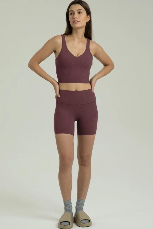 Dreamlux Ribbed V-Neck Cropped Tank - Image 45
