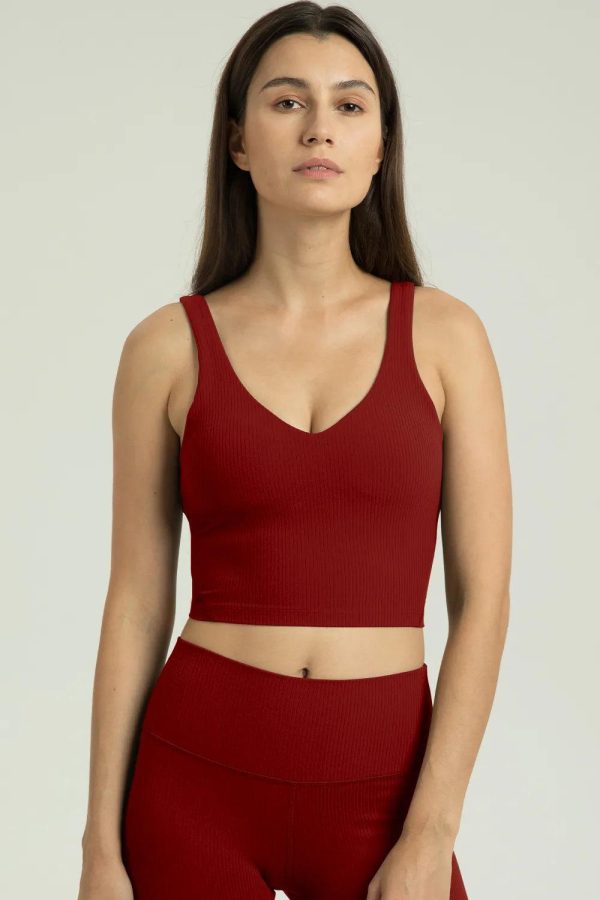 Dreamlux Ribbed V-Neck Cropped Tank - Image 37