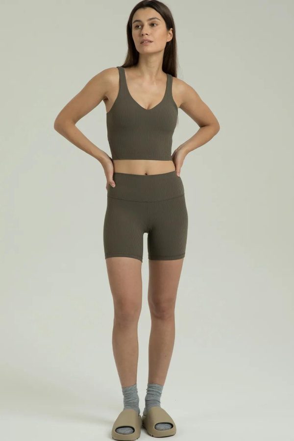 Dreamlux Ribbed V-Neck Cropped Tank - Image 26